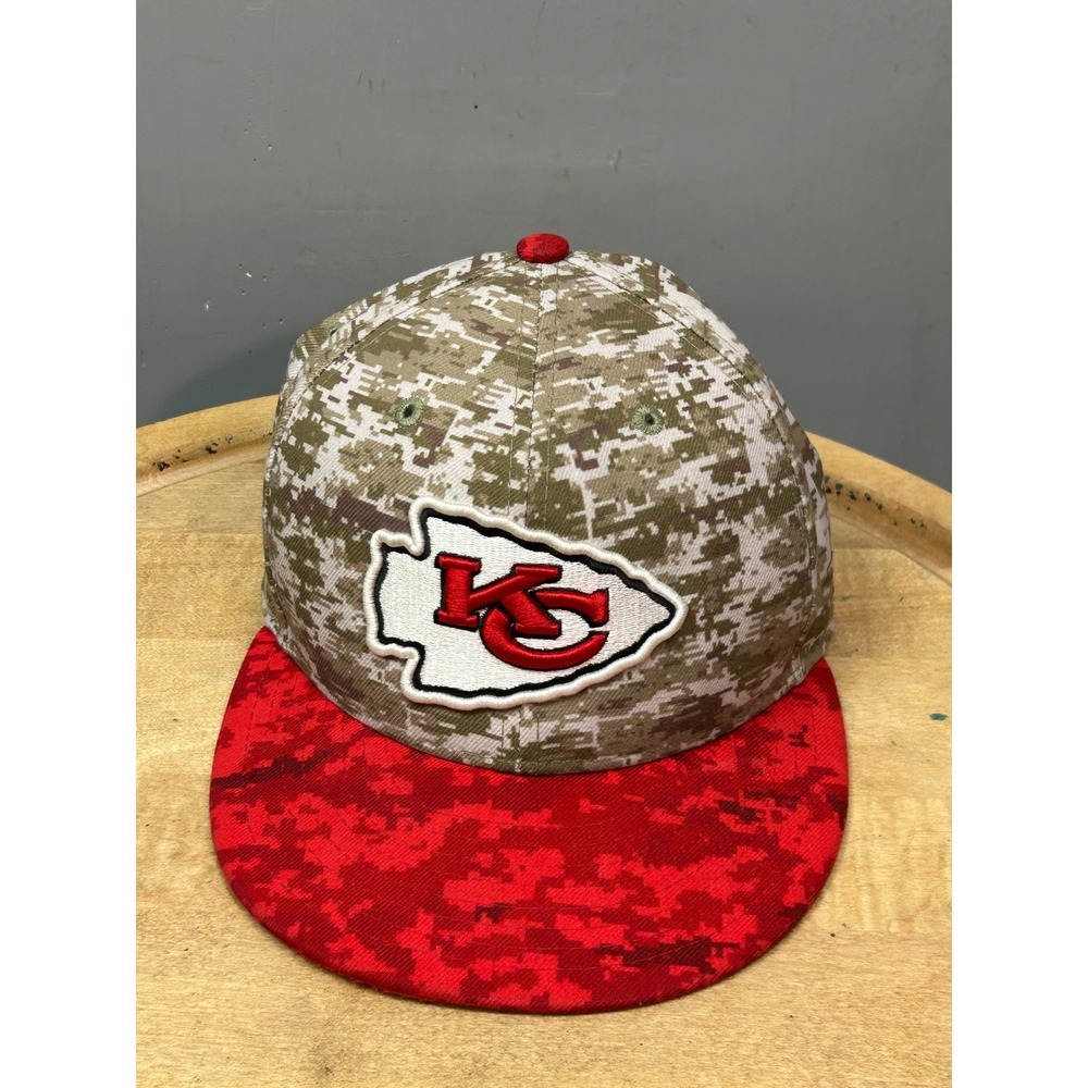 New Era Hat Mens 6 7/8 Red Camo Kansas City Chiefs 59FIFTY Fitted NFL Football